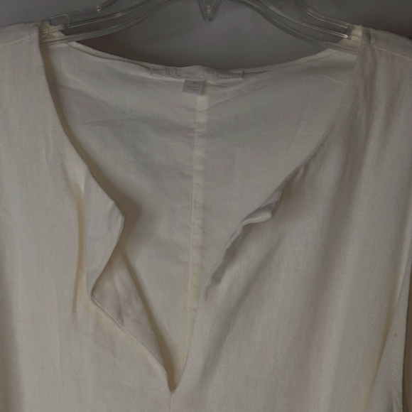 ADYSON PARKER Easy Tier Linen Dress Split Neck Cream Cottage Boho Prep XL 12 14 - Picture 5 of 10